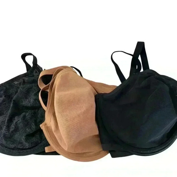 Auden Women's Black, Beige Lightweight Underwired Bra Set of 3 Size 46DDD - Picture 3 of 8